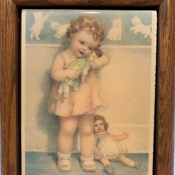 Vintage Bessie Pease Gutmann 1983 Framed Tile Print - Picture 2 of 5